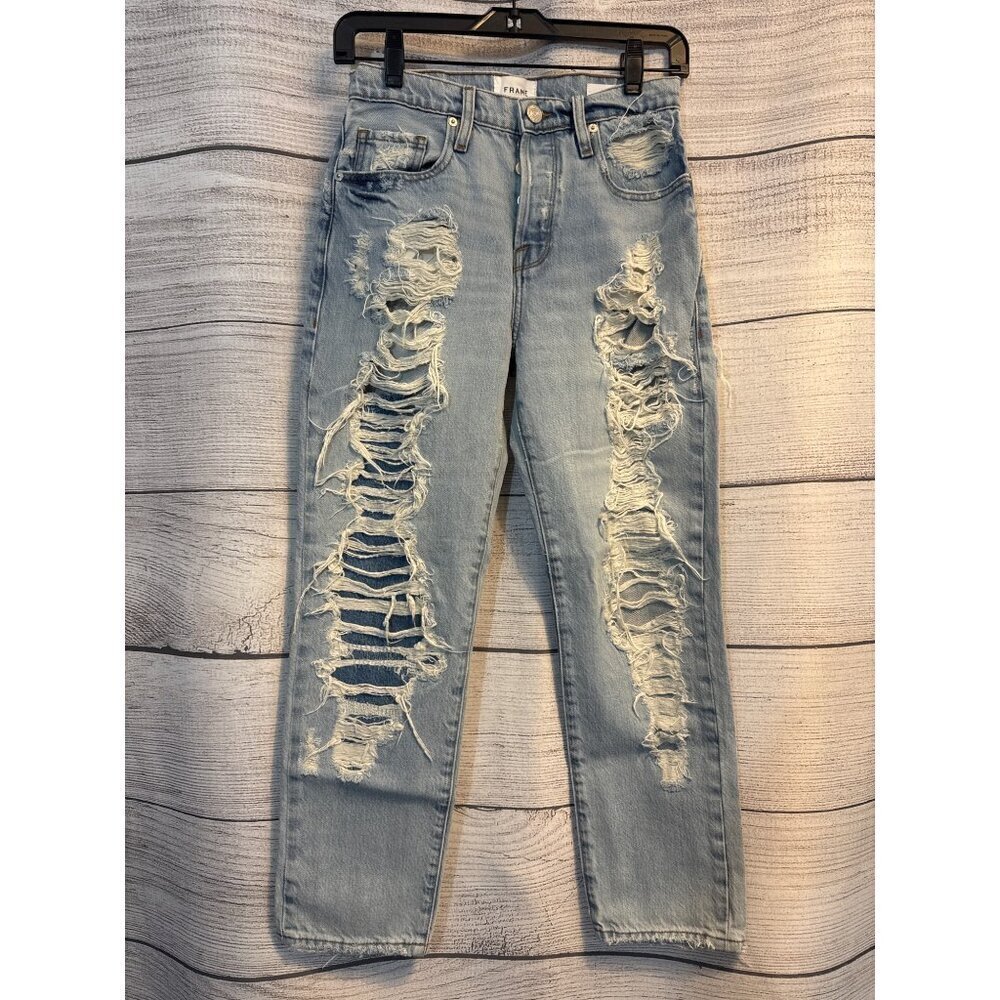 Frame Le Slouch Distressed Light Wash Jeans Size 24